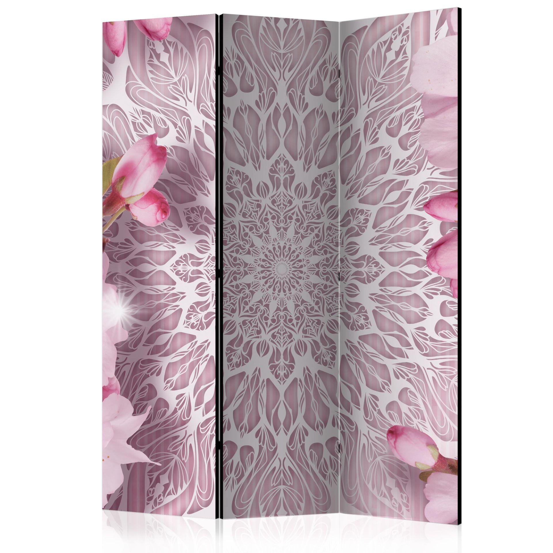 Screen room divider - Mandala i pastelfarver, 3-delt - 135x172 cm