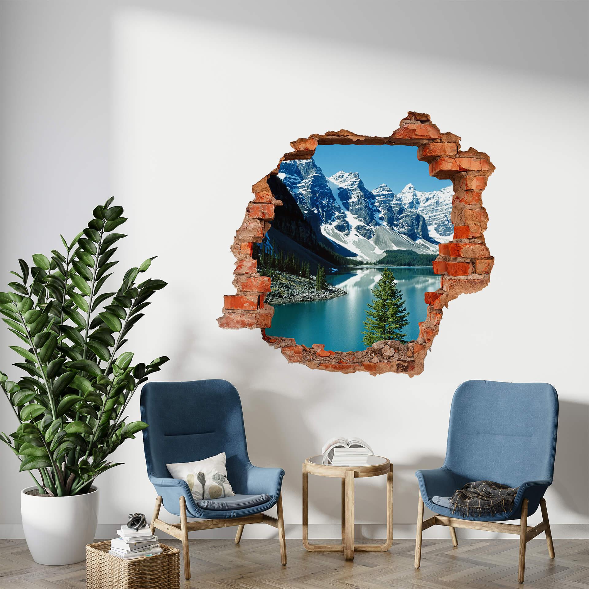 3D Wallsticker bjerg sø idyl
