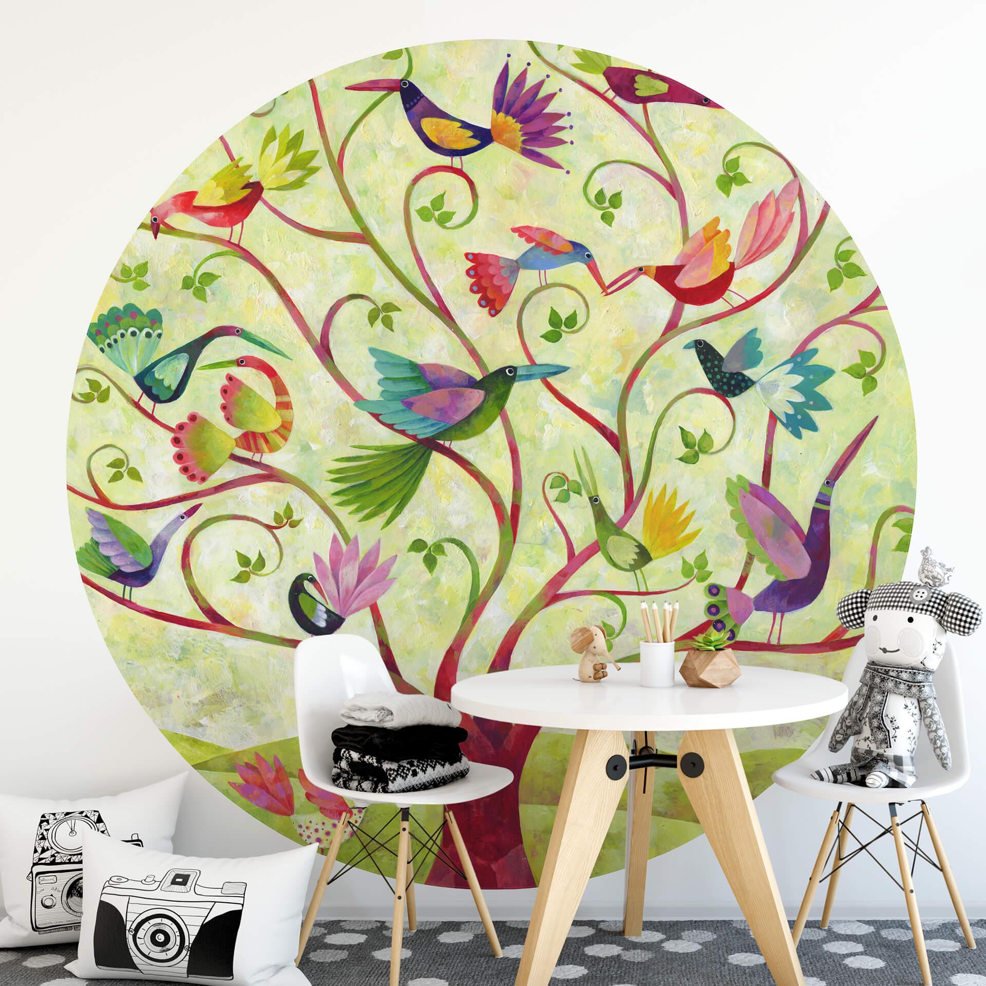 Fototapet - Rundt Blanz - Eksotiske fugle - vliesetapet/selvklæbende non-woven tapet