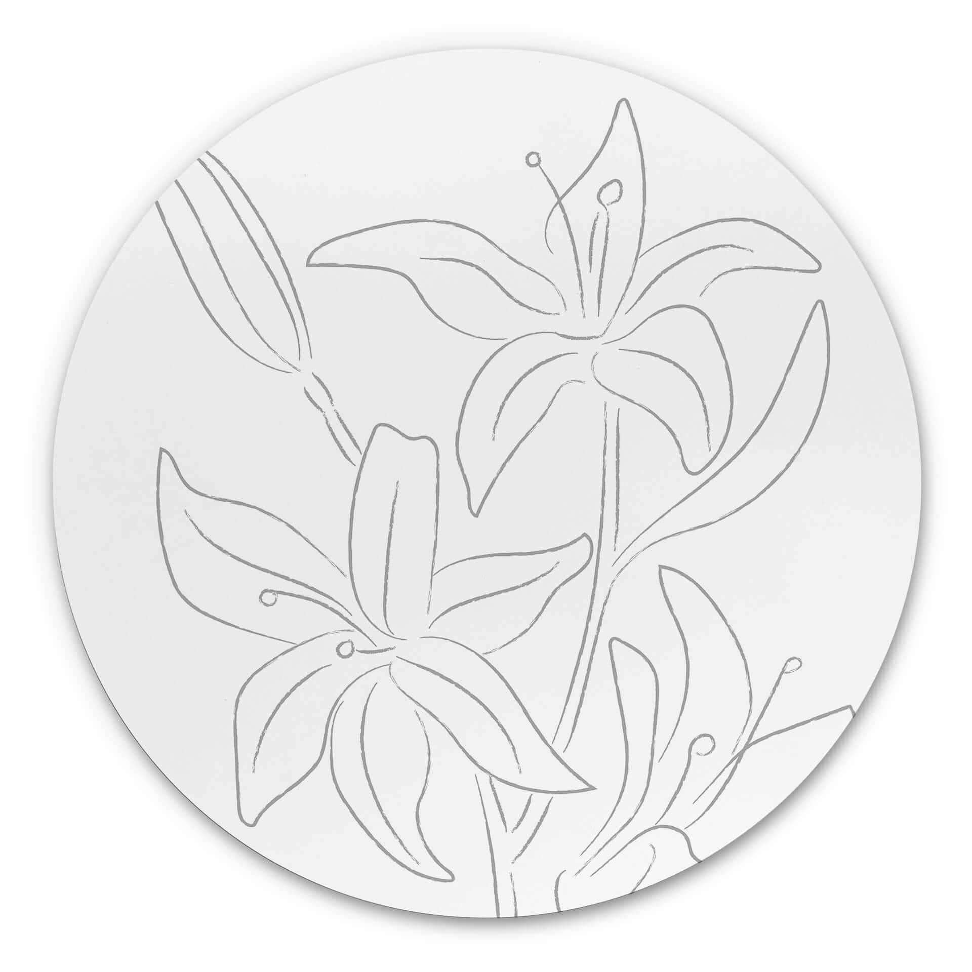 Tableau sur alu-Dibond rond 1X Studio - Dessin au trait Floral