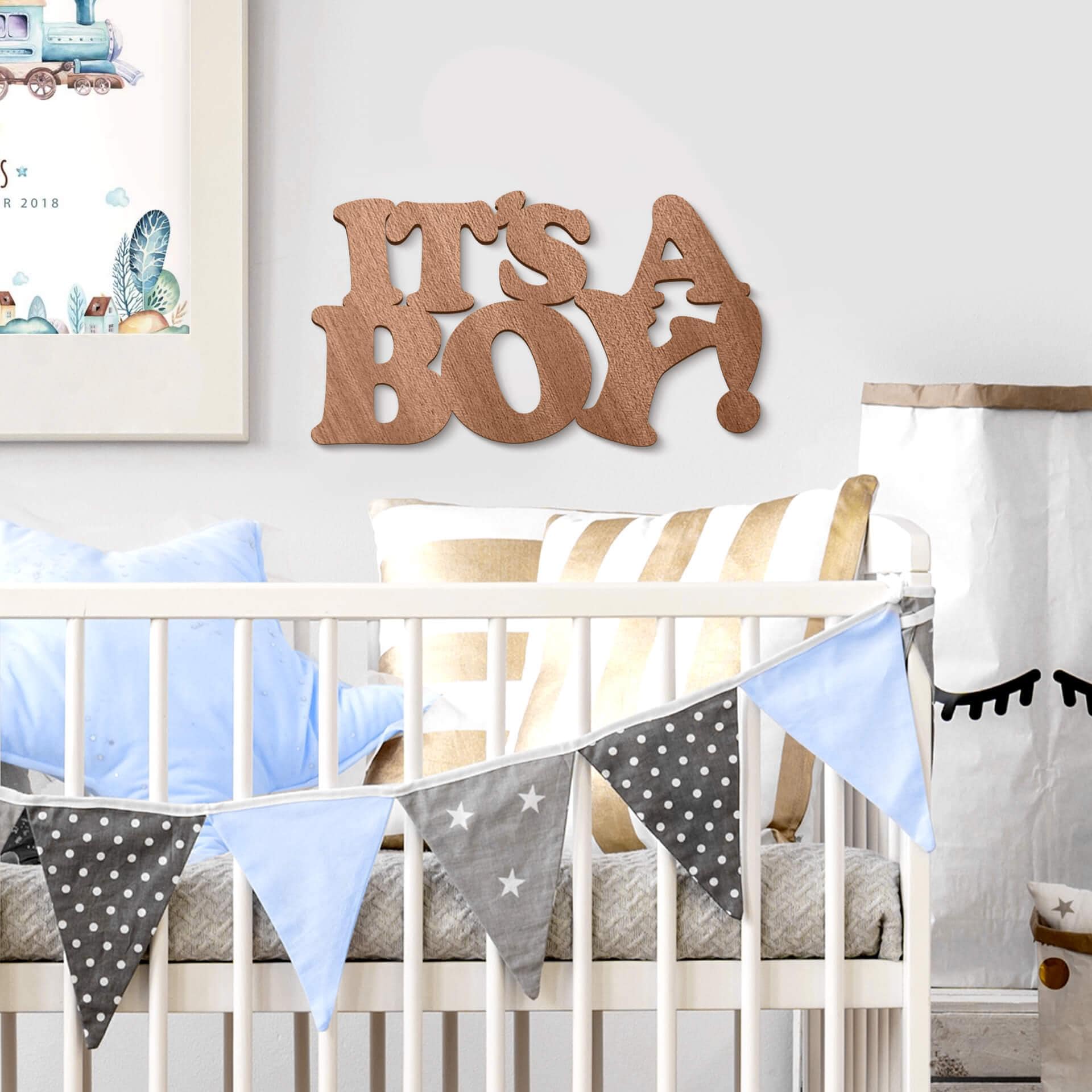 Décoration murale en bois - Placage acajou - It's a Boy