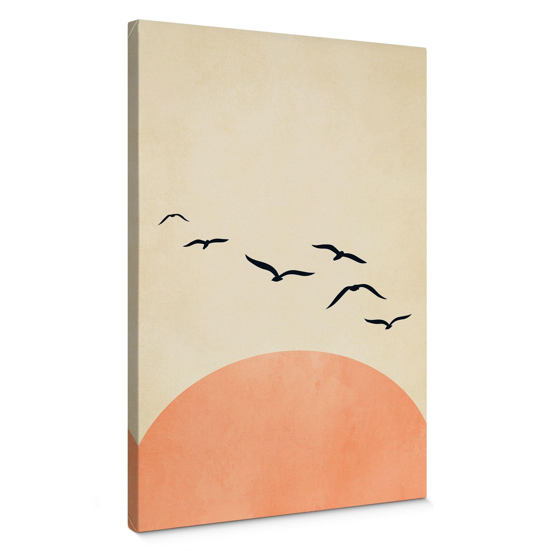 Lienzo Bandada de pájaros al atardecer - Kubistika