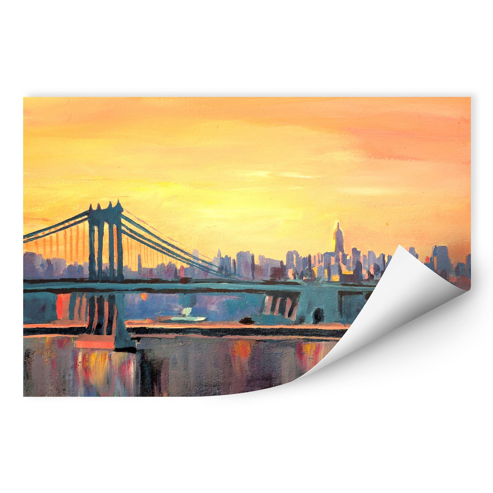 Zelfklevende Poster  Bleichner - Blue Manhattan Skyline