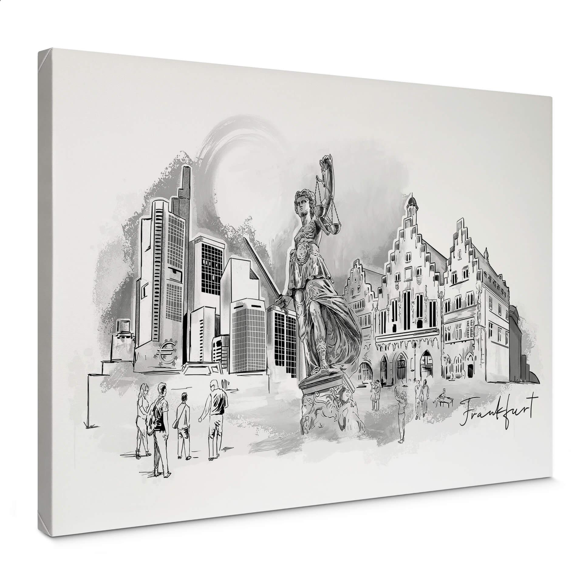 Lienzo Frankfurt - Blanco y negro - Love your City