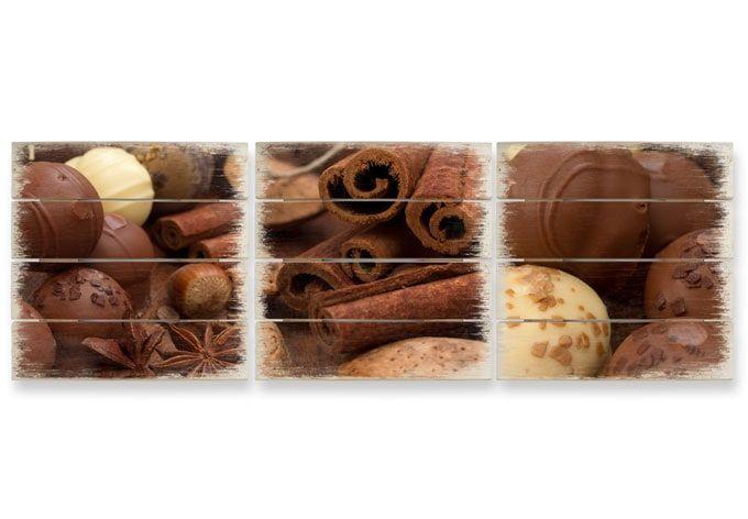 Houten Wanddecoratie Chocoladedroom 3-delige set