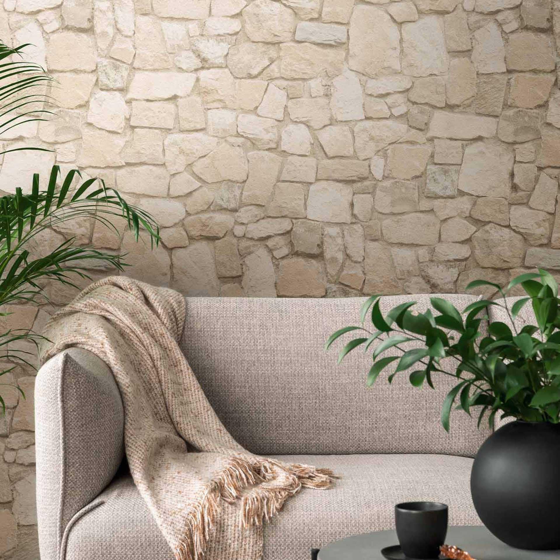 A.S. Création ikke-vævet tapet il Decoro tapet - Naturstenslook, Beige, Brun, Farverig