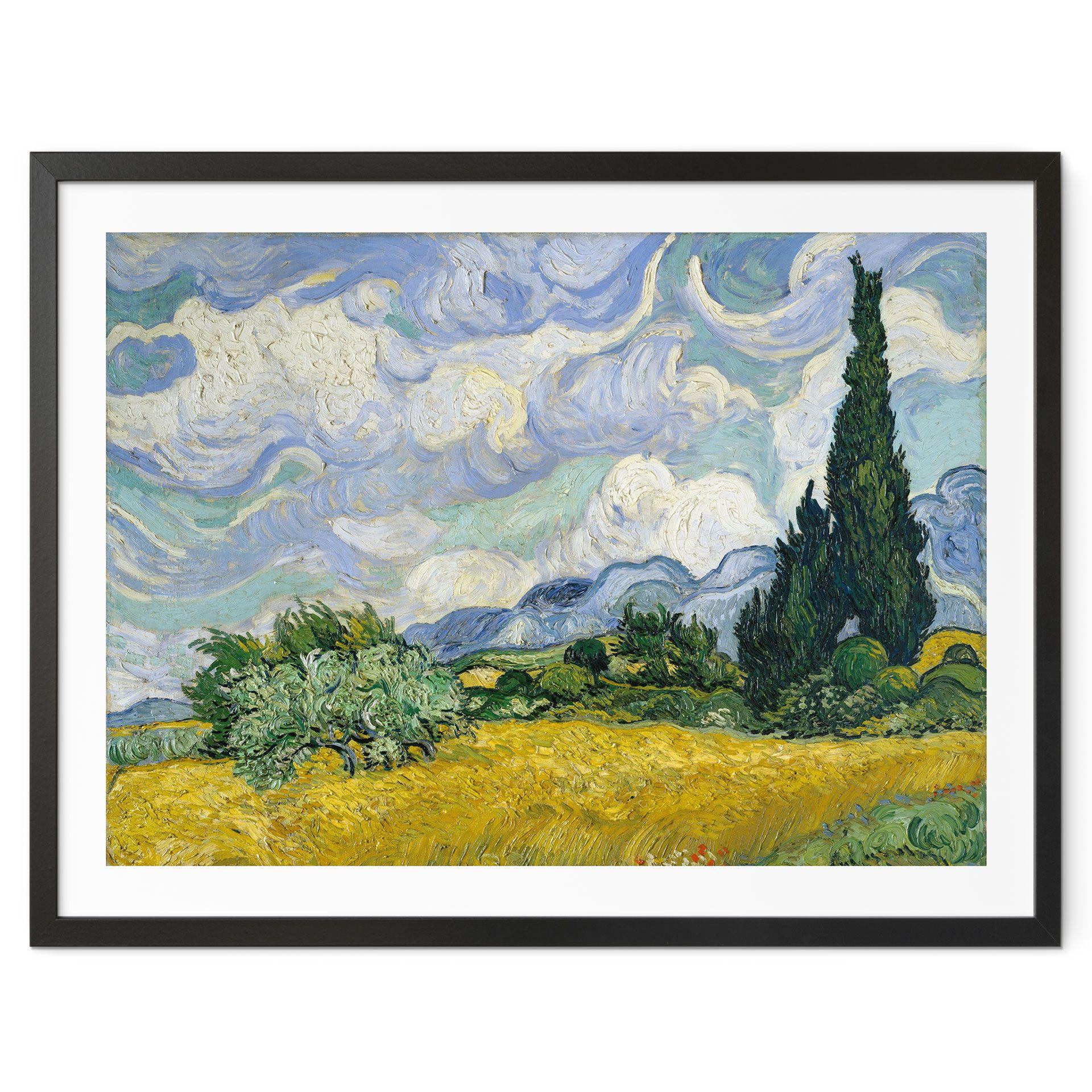Póster van Gogh - Campo de trigo con cipreses