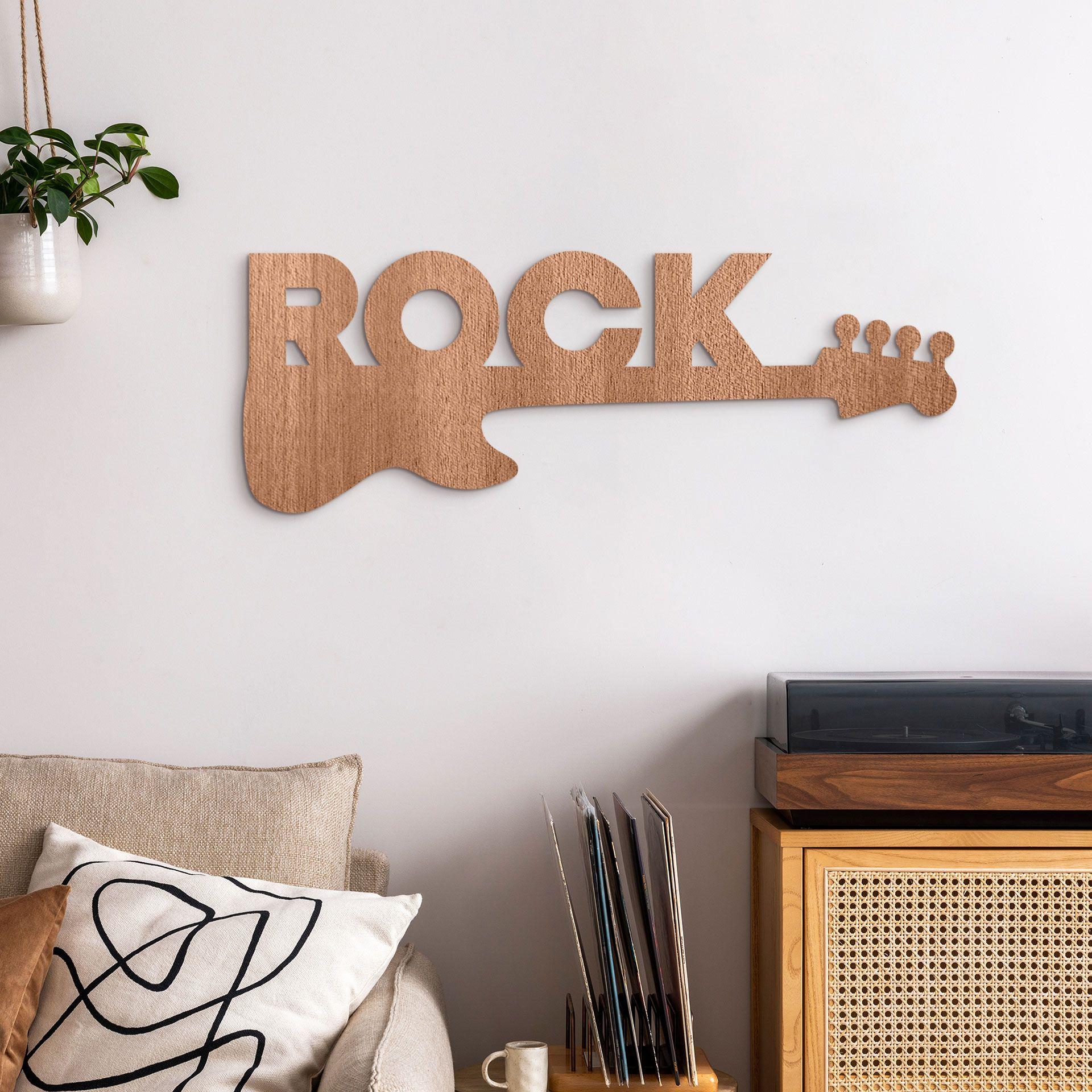 Decoración mural guitarra rock - Decoración en madera caoba