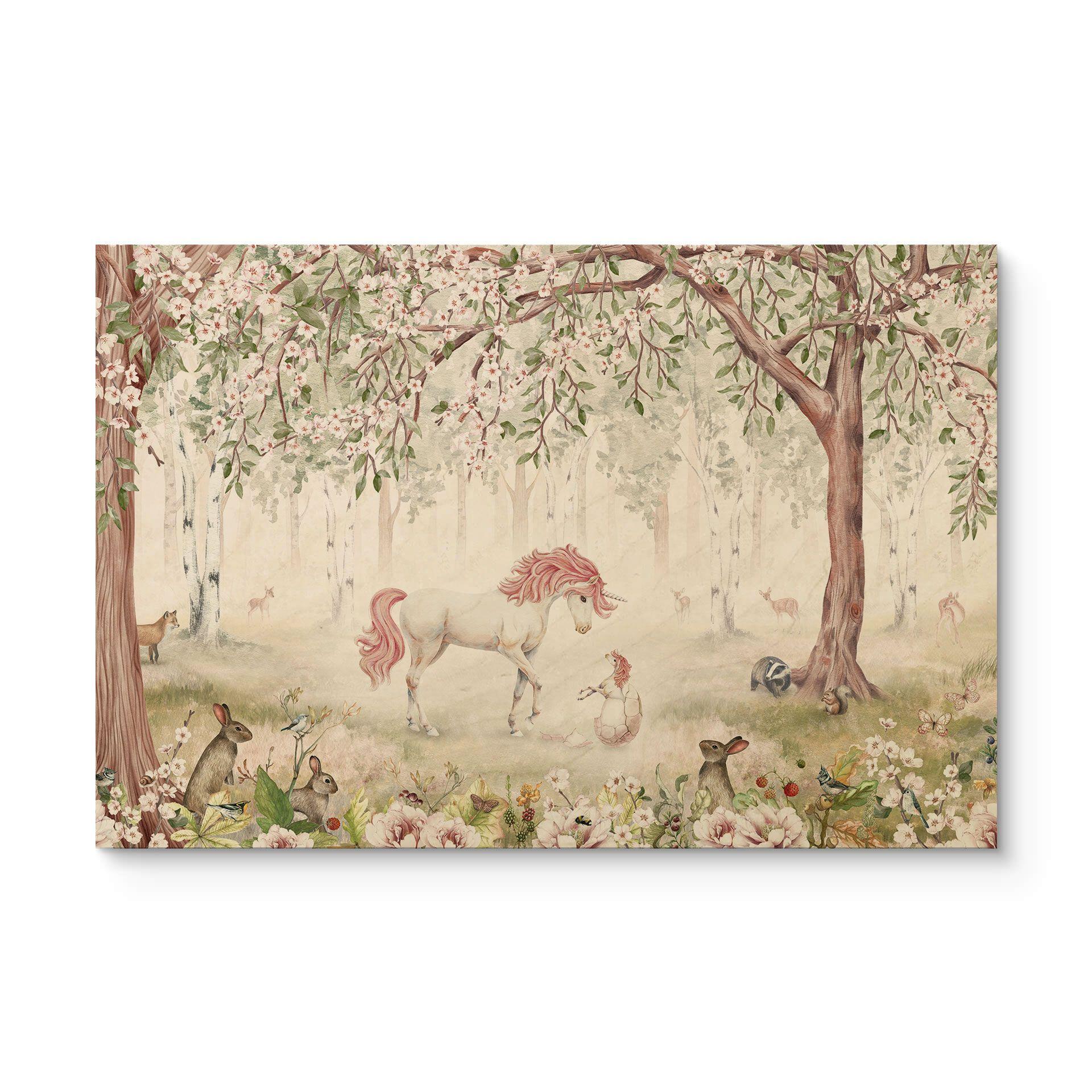 Cuadro de madera bosque de cuento con unicornios - Kikki Belle