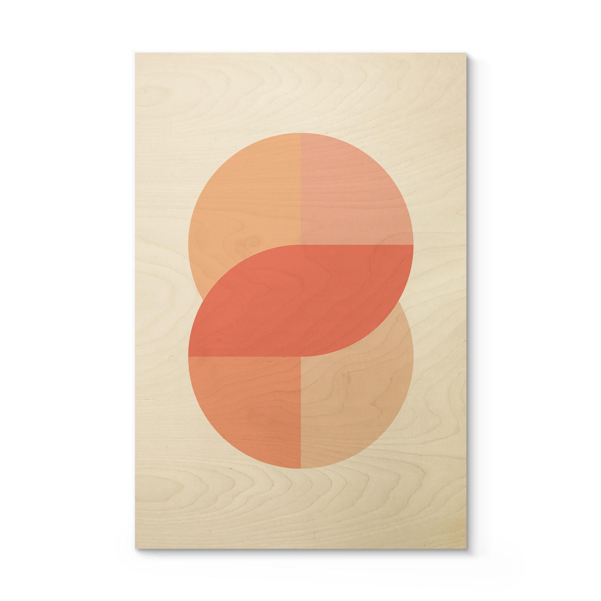Cuadro de madera Formas geométricas en naranja-rosa - 1X Studio
