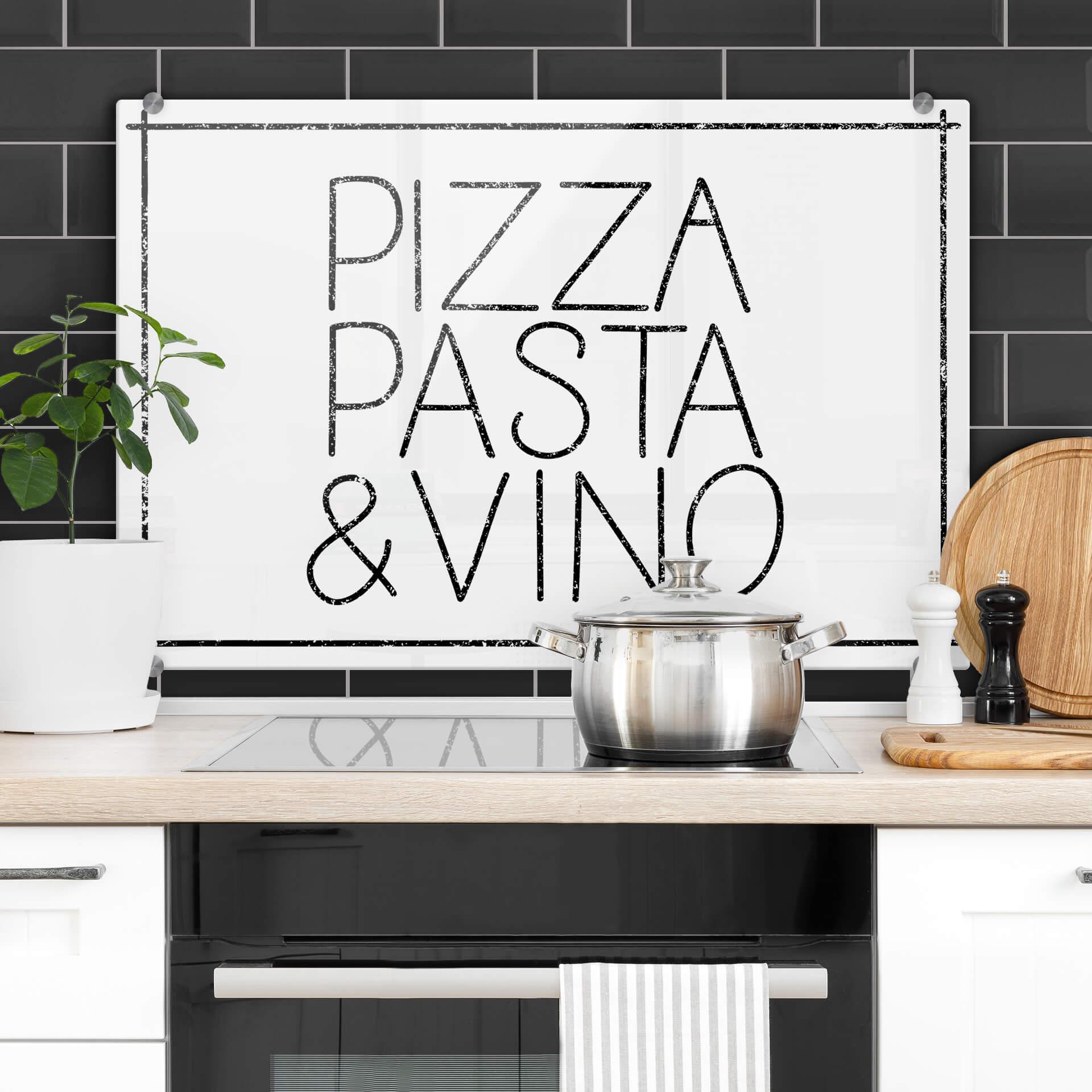 Stænkplade - Pizza Pasta & Vino - hvid