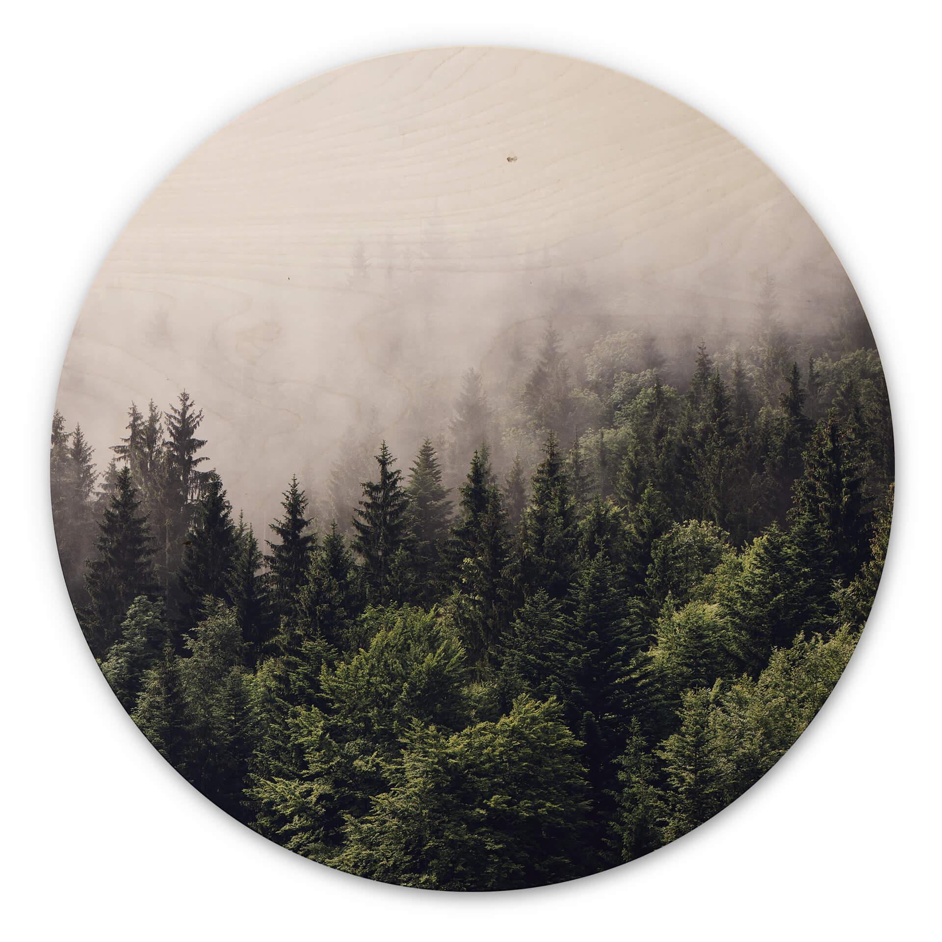 Billede af træ Tåget skov - Rund
