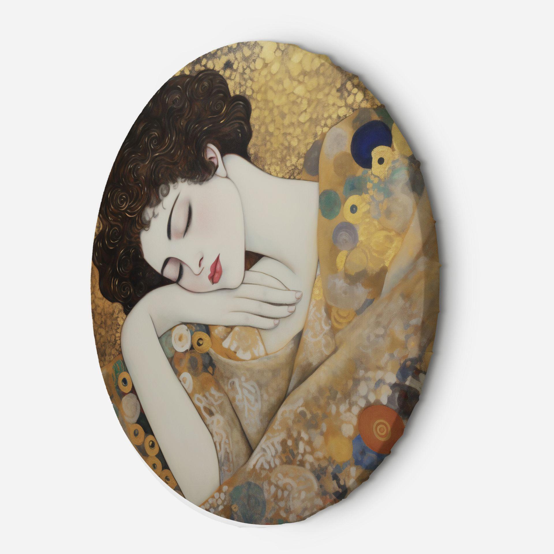 Rundt lærredsbillede - Kvindeansigt - G. Klimt