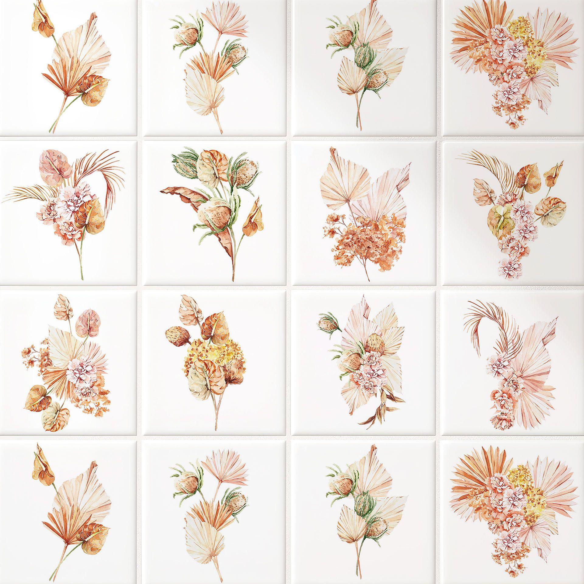 Azulejos Adhesivos ramos acuarela 02 - lote de 12