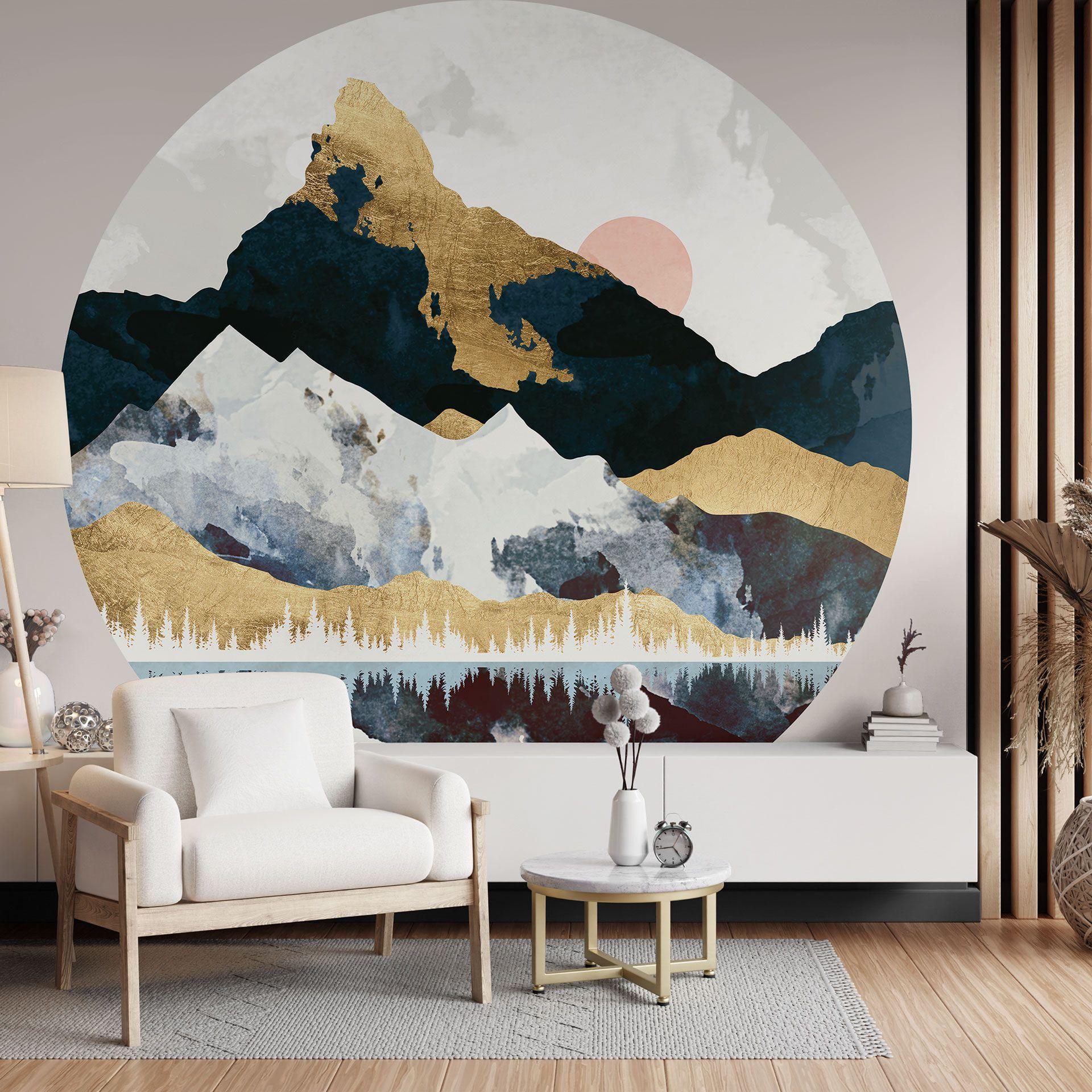 Refleksion af et vinterlandskab Fototapet - SpaceFrog Designs - Round - vliesetapet/selvklæbende non