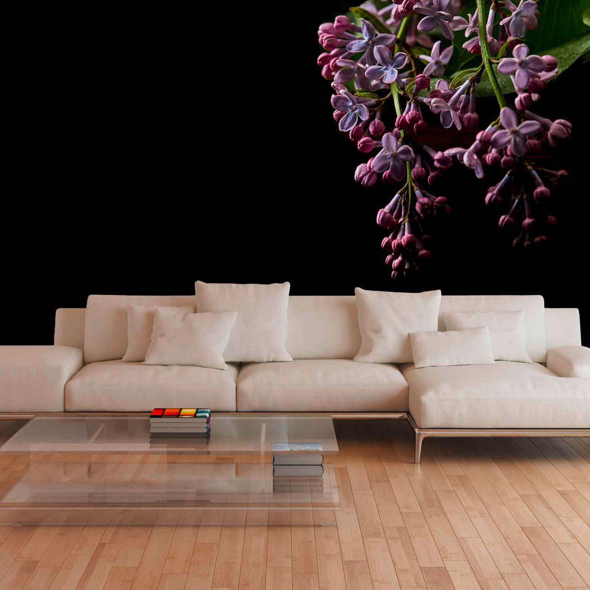 DarkFlowers1 blomstertapet sortlilla - non-woven tapet Designwalls 2 - 2,55 x 3,5 m