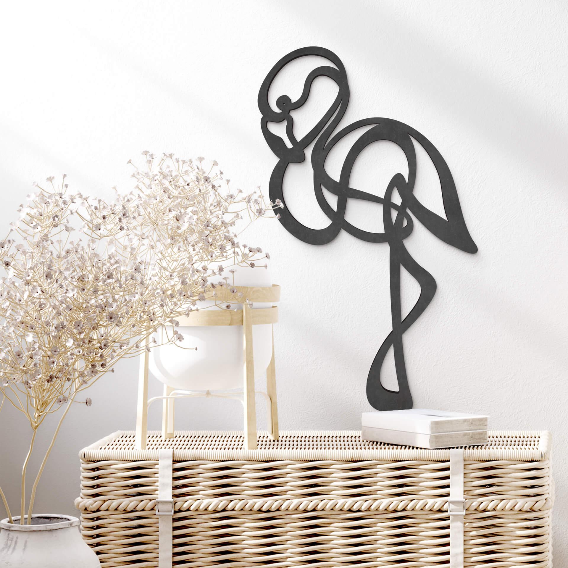 MDF - Decoración en madera - Line Art - Flamingo