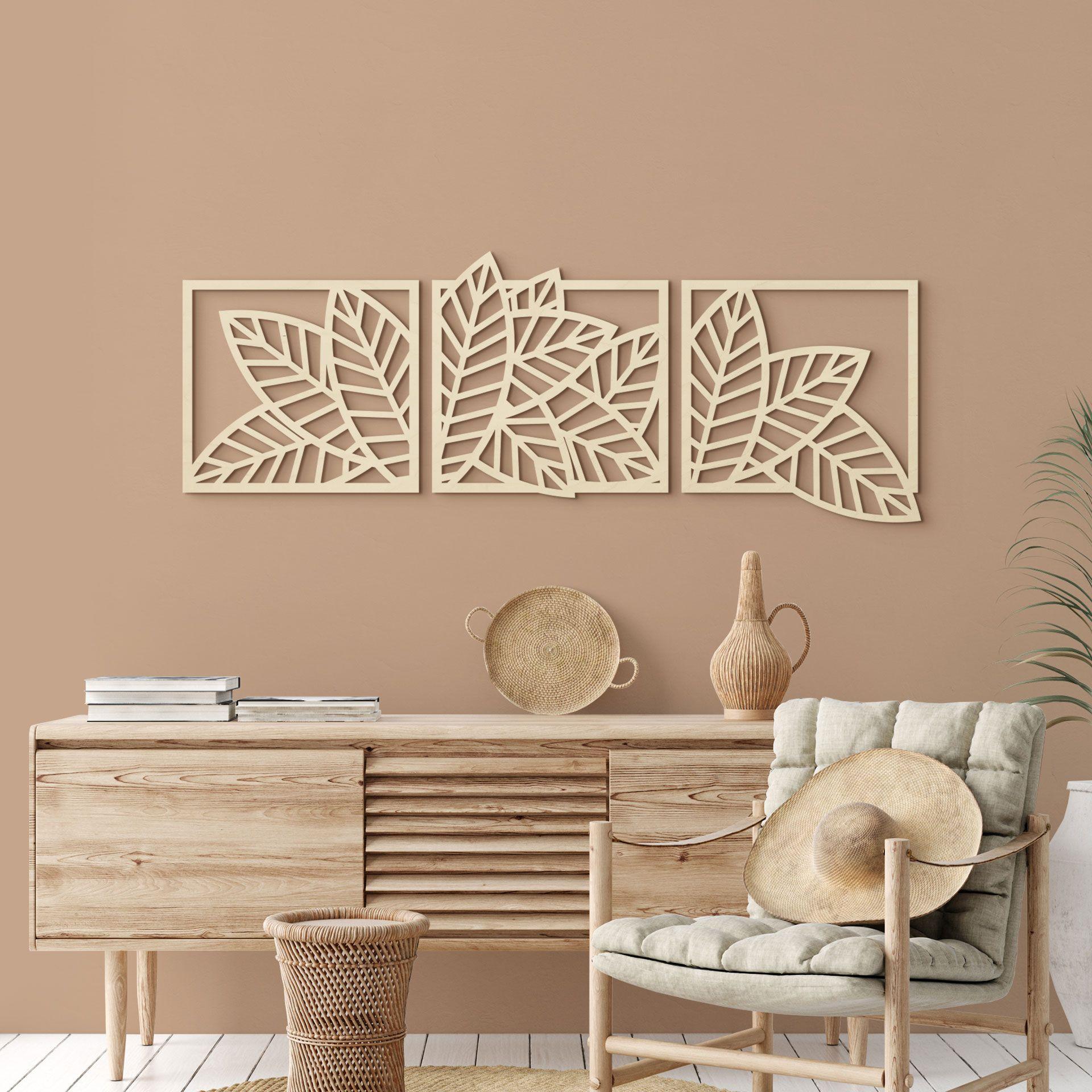 Juego de hojas de madera para decoración (3 piezas) - Álamo