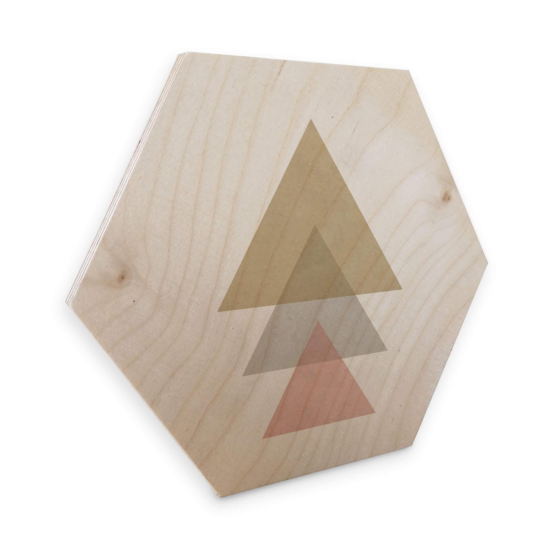 Hexagon Hout Nouveauprints - Pink Triangles