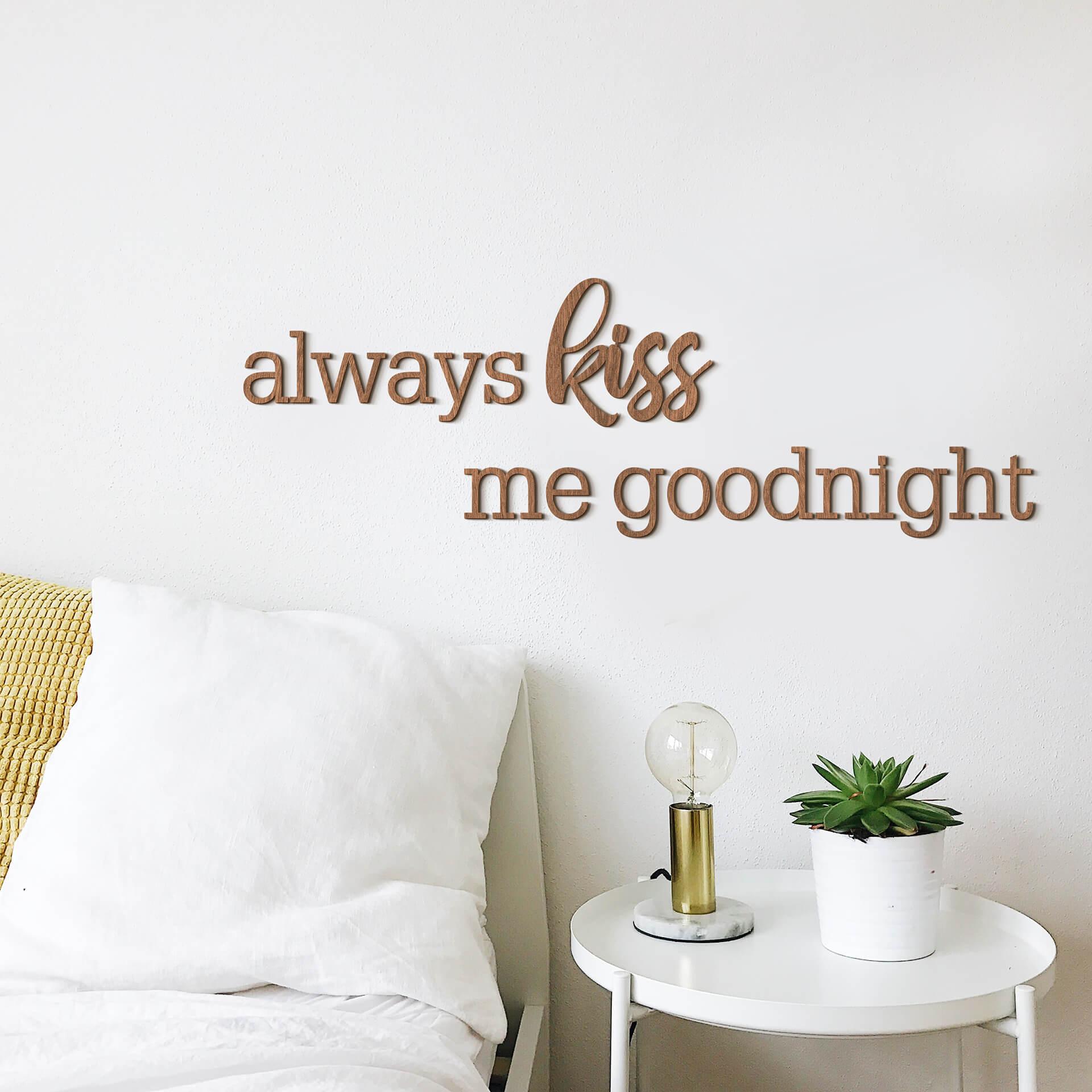 Letras de madera caoba bésame siempre buenas noches
