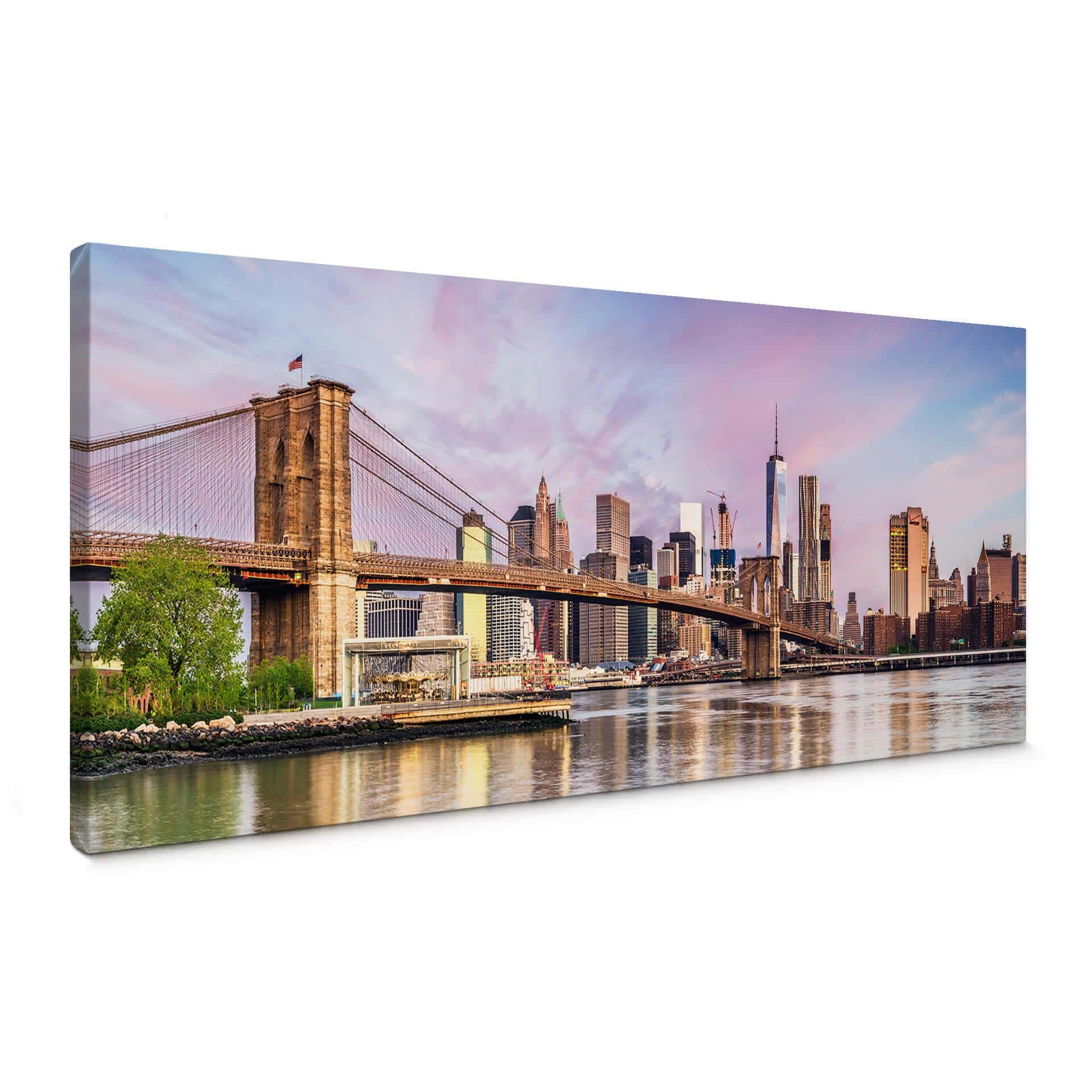 Lienzo Colombo - Manhattan Skyline y el puente de Brooklyn - Panorama