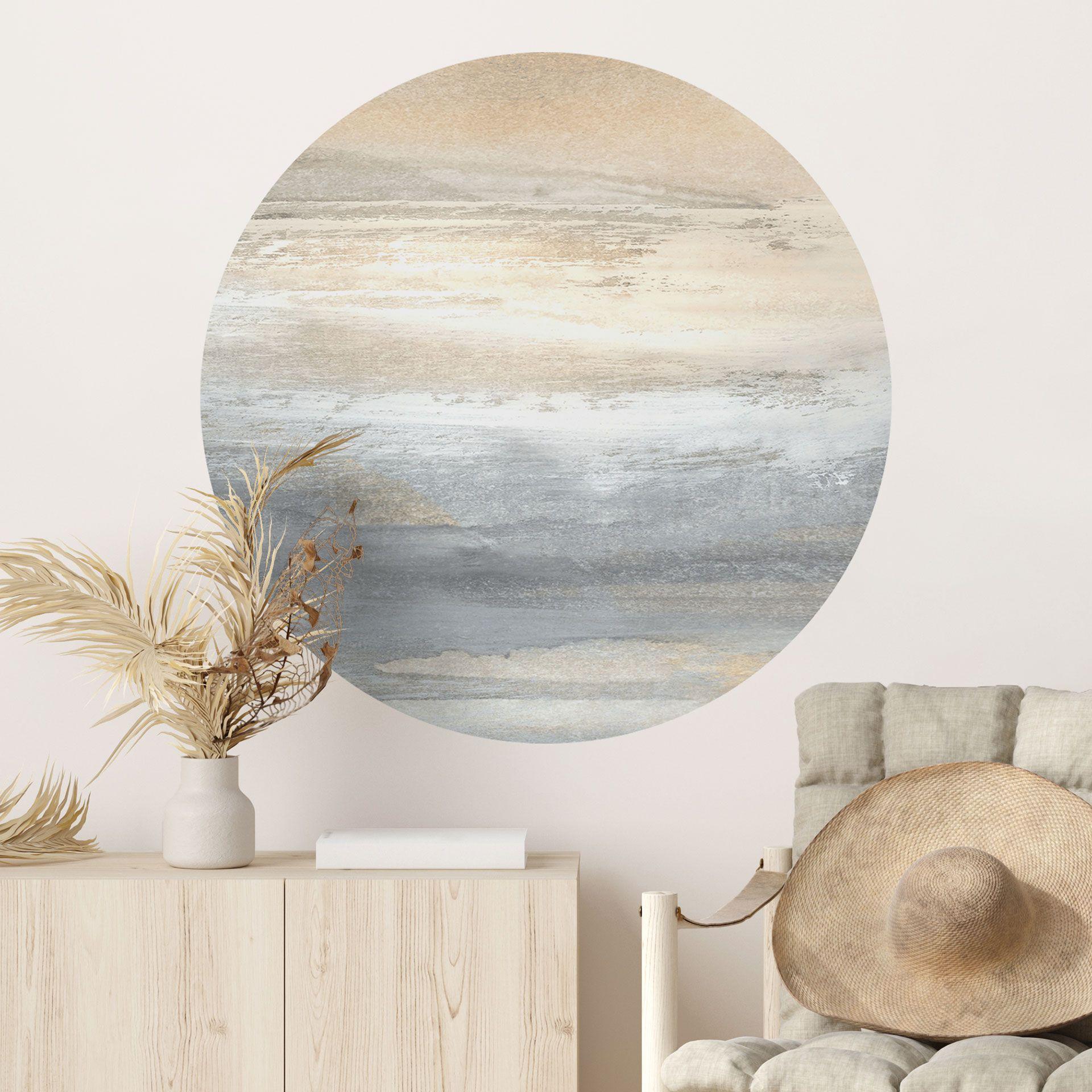 Vinilo decorativo paisaje pinceladas doradas y grises - Hobday