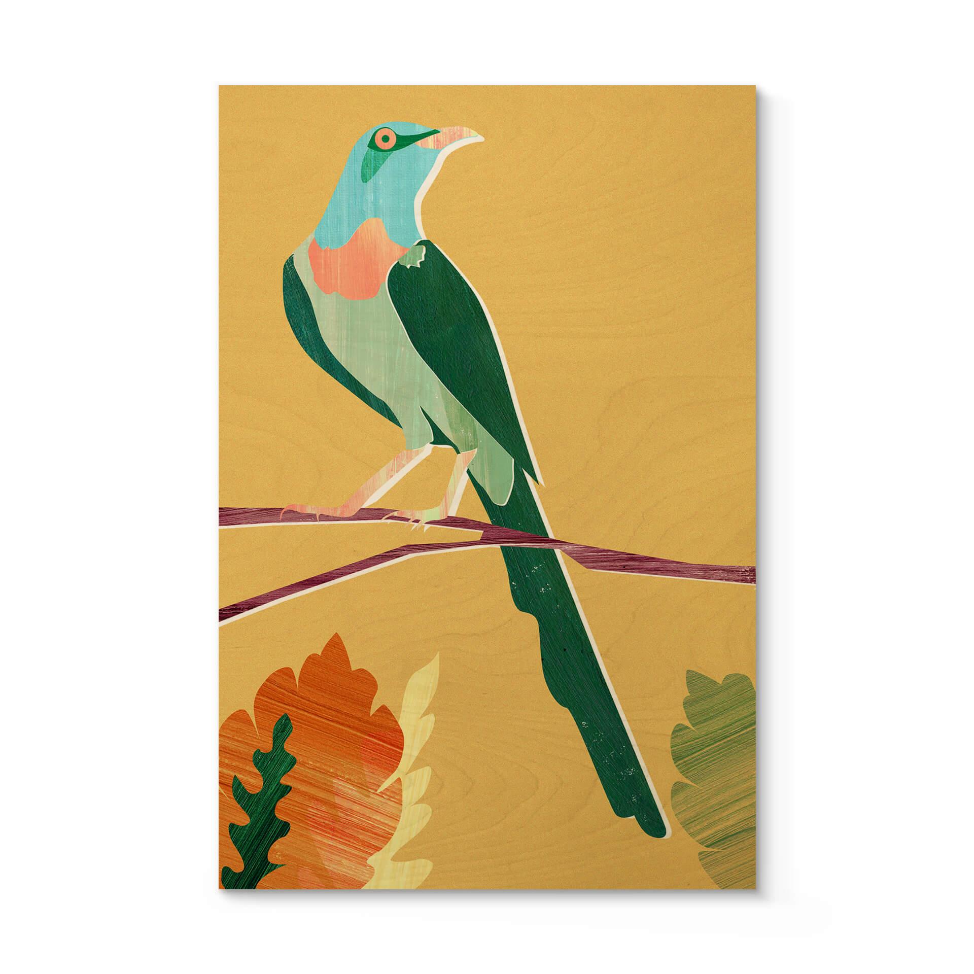 Cuadro de madera Goed Blauw - Pájaro tropical