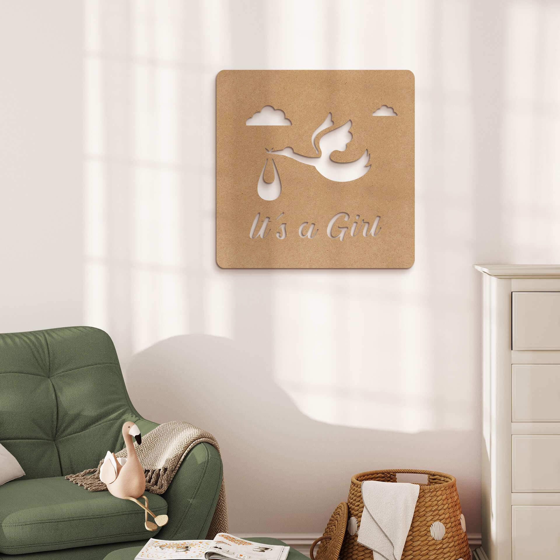 Decoración MDF bebé - Es una niña