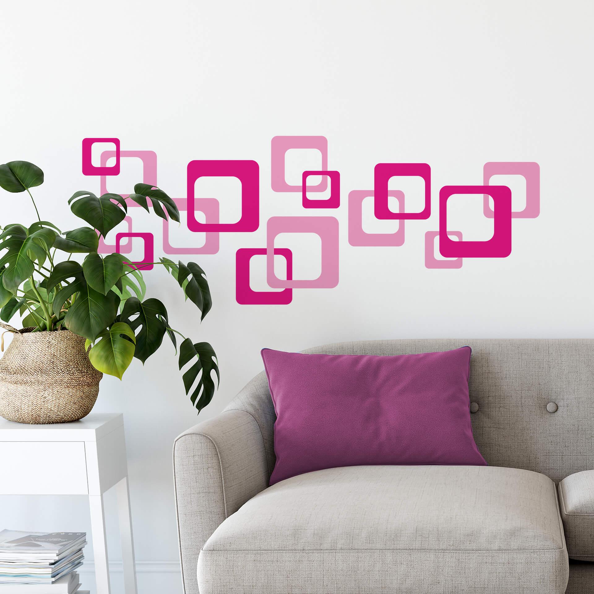 Wallsticker - Retro Firkanter Pink