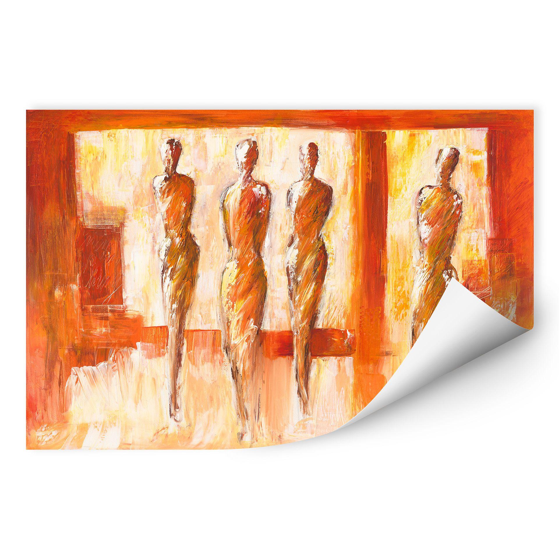 Zelfklevende Poster - Schüßler - Vier Figuren in Oranje