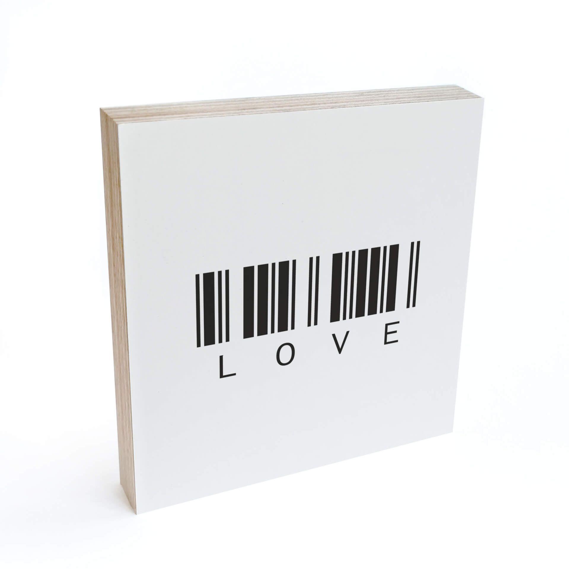 Billede af træ til at sætte op - Barcode Love - 15x15 cm