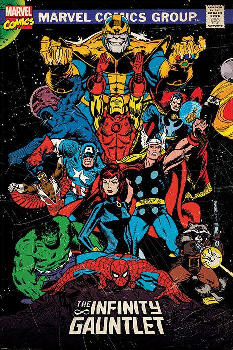 Poster, Film Poster Marvel Retro - The Infinity Gauntlet 61x91,5 cm