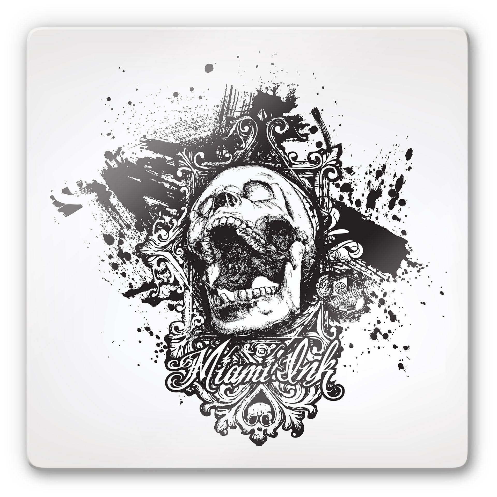 Tableau en verre - Miami Ink - Tête de mort criant