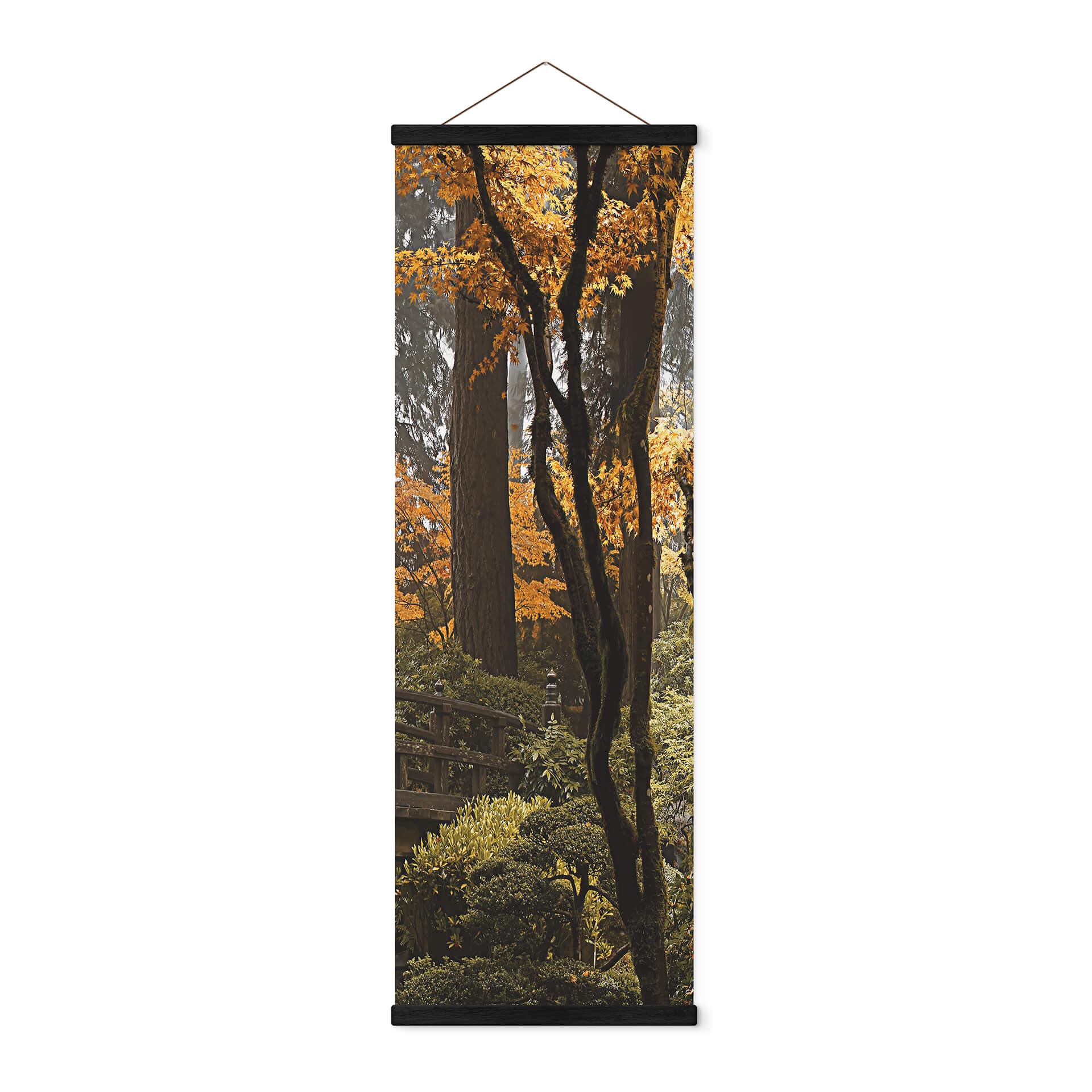 Póster de tela Árboles - Jardín japonés - Panorama