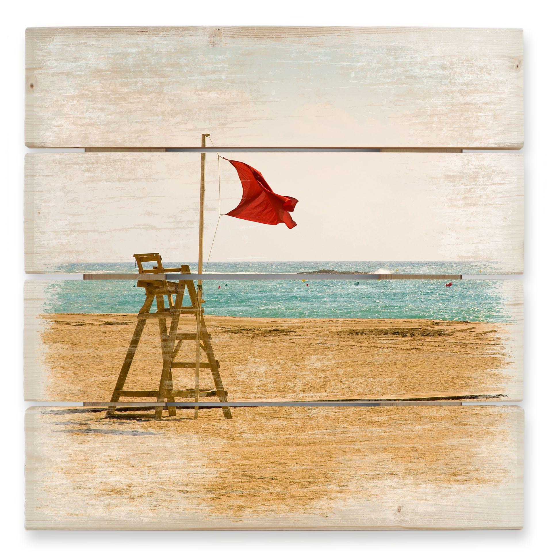 Rødt flag - Træ print