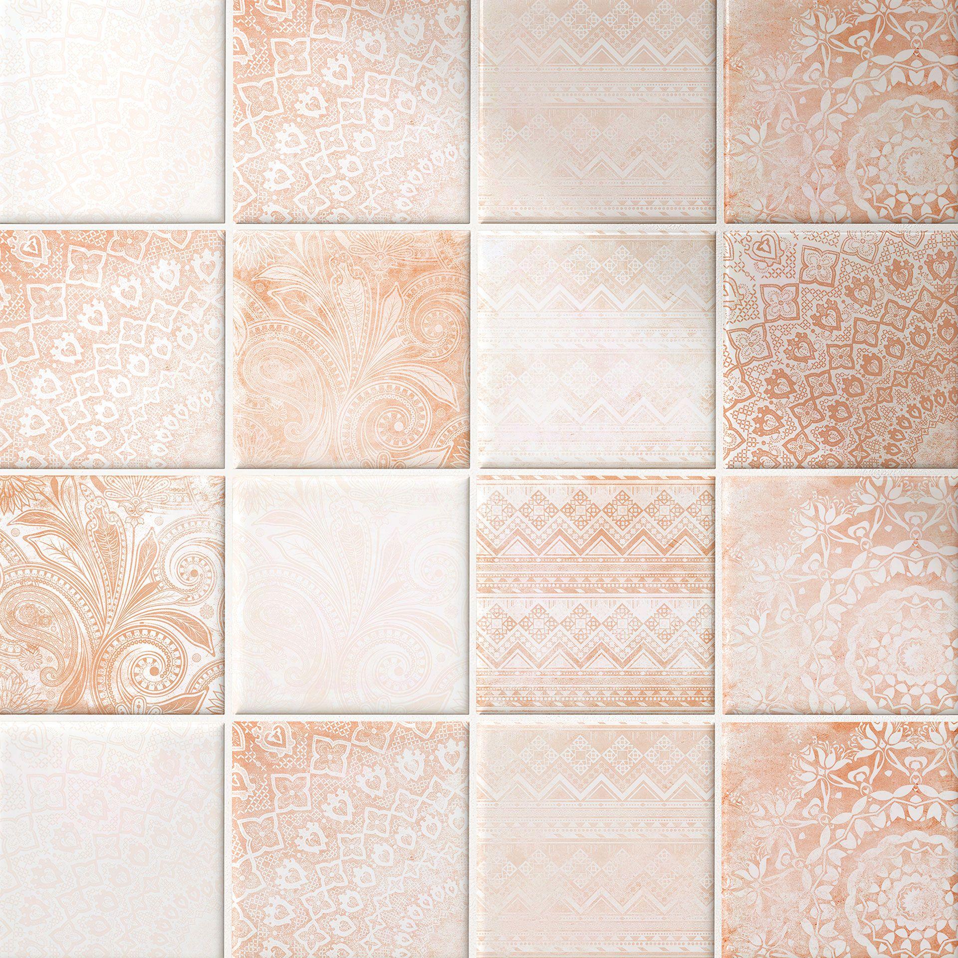 Azulejos Adhesivos Azulejos melocotón de Bohemia - lote de 12