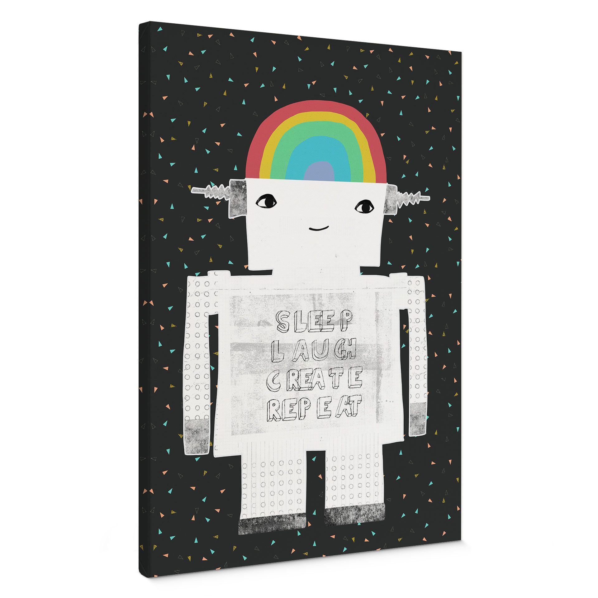 Canvasbillede regnbuerobot Sleep Laugh Create - Treechild