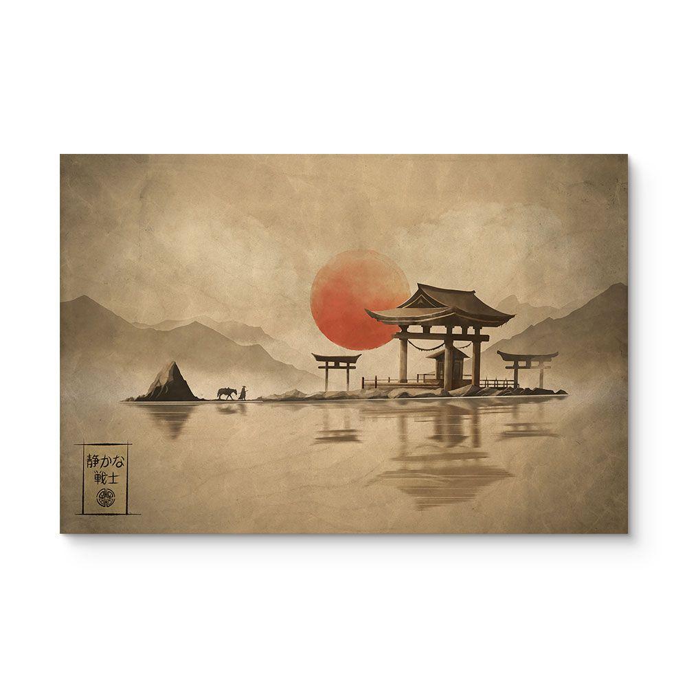 Cuadro de madera Templo japonés al amanecer - Roze