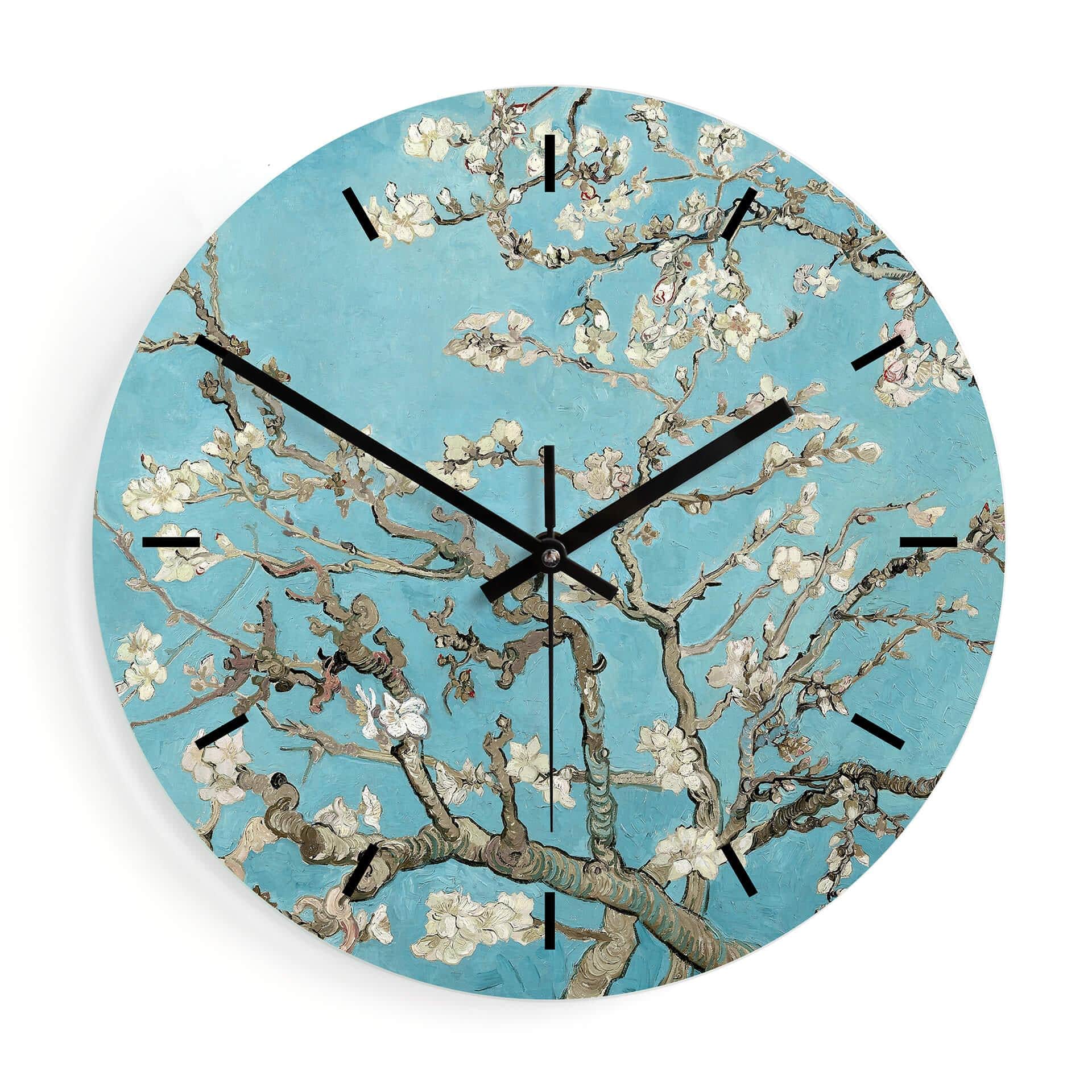 Wanduhr aus Glas - van Gogh - Mandelblüte Ø30 cm