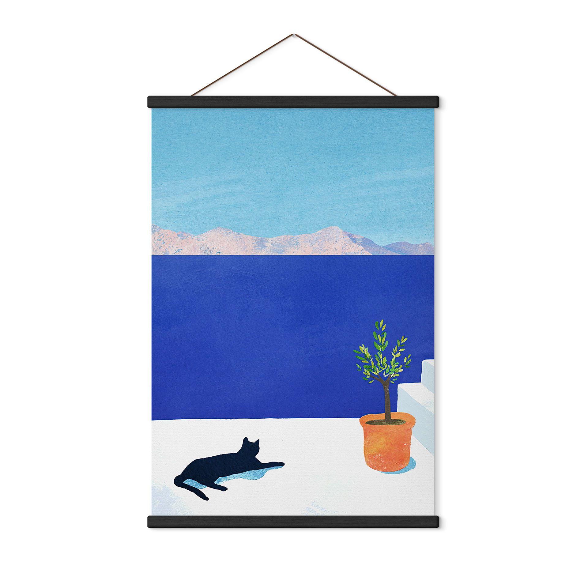 Póster de tela Siesta con gato junto al mar - Rivers