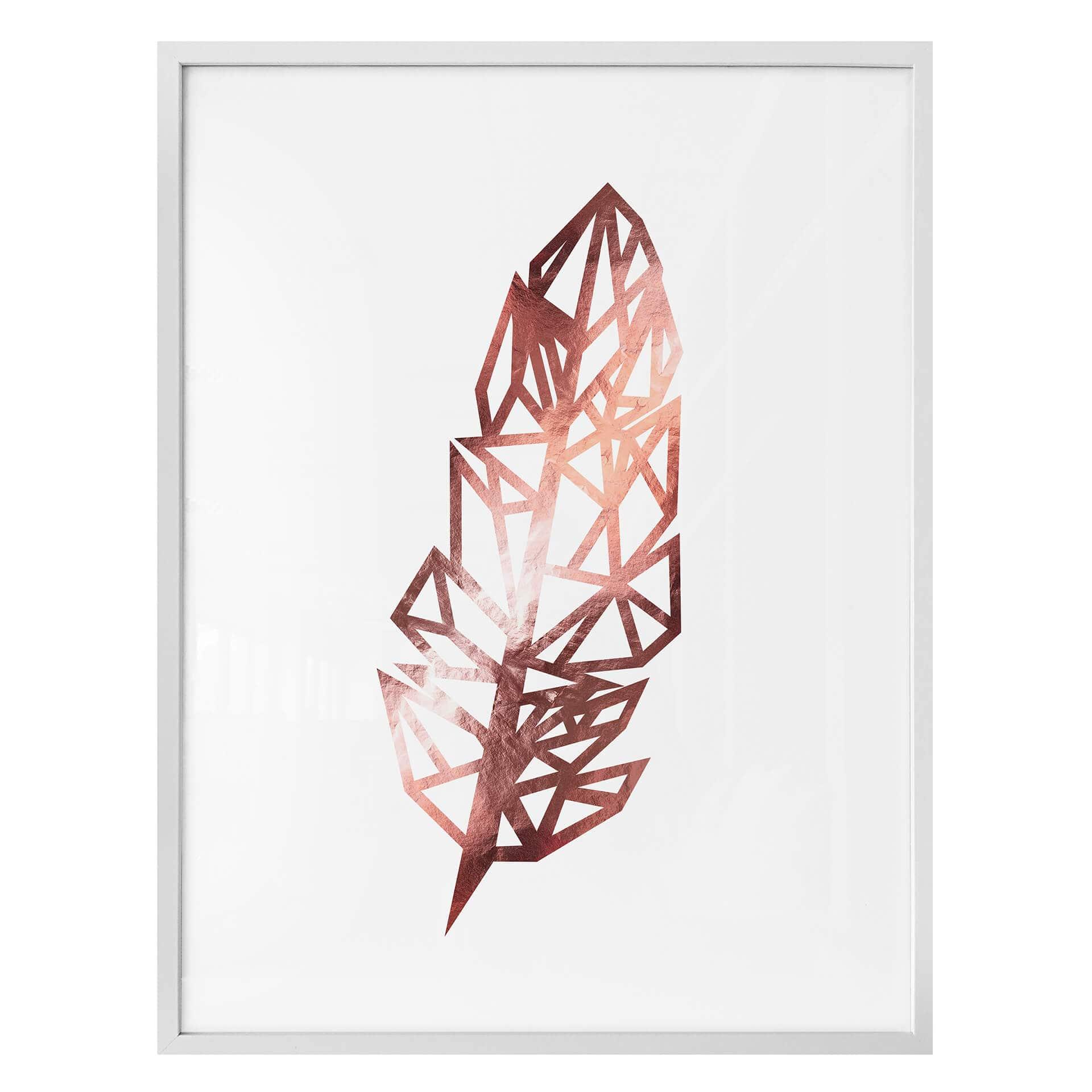 Plakat - Origami Fjer - Rosegold-optik