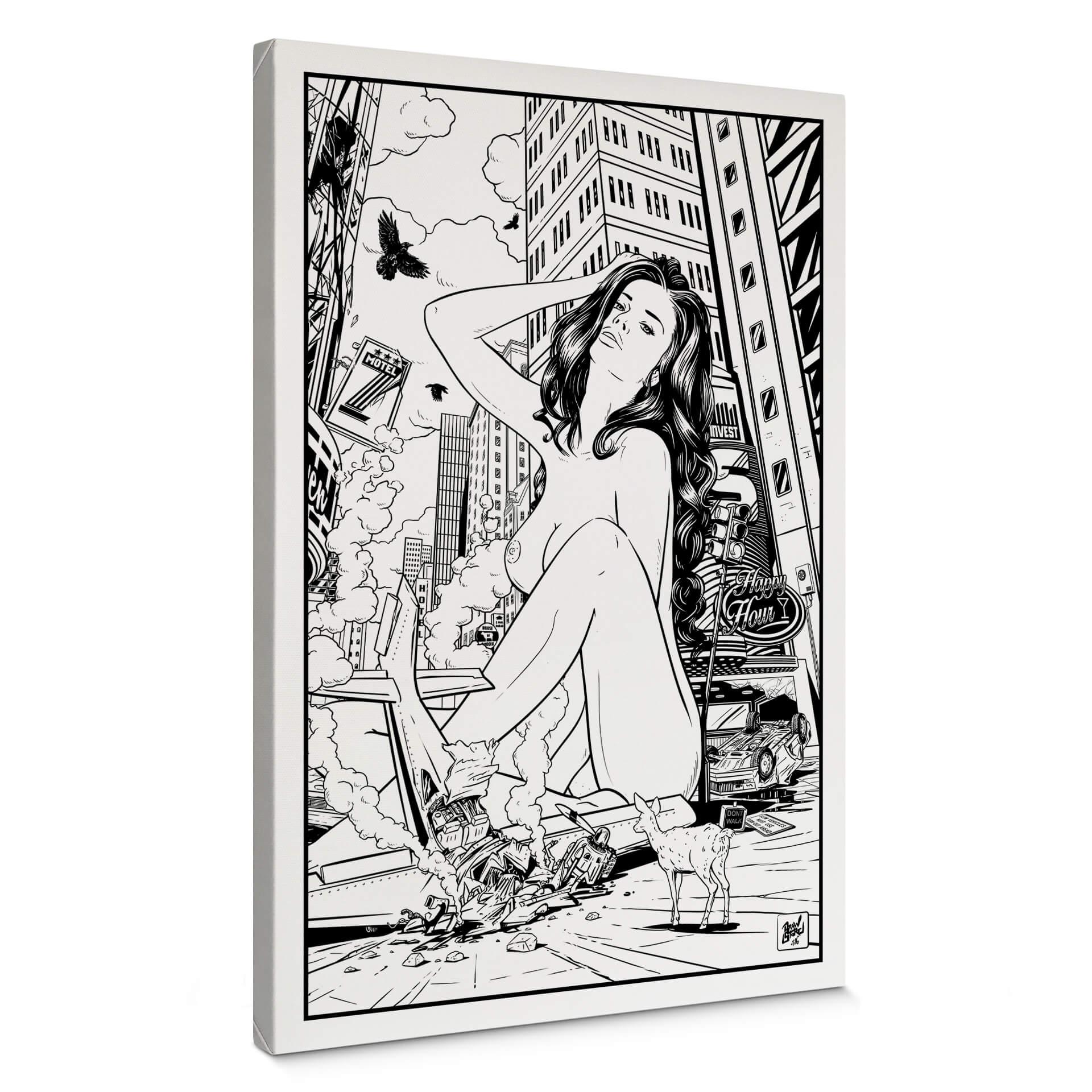 Lienzo Drawstore - Desastre Pin Up Accidente de Avión