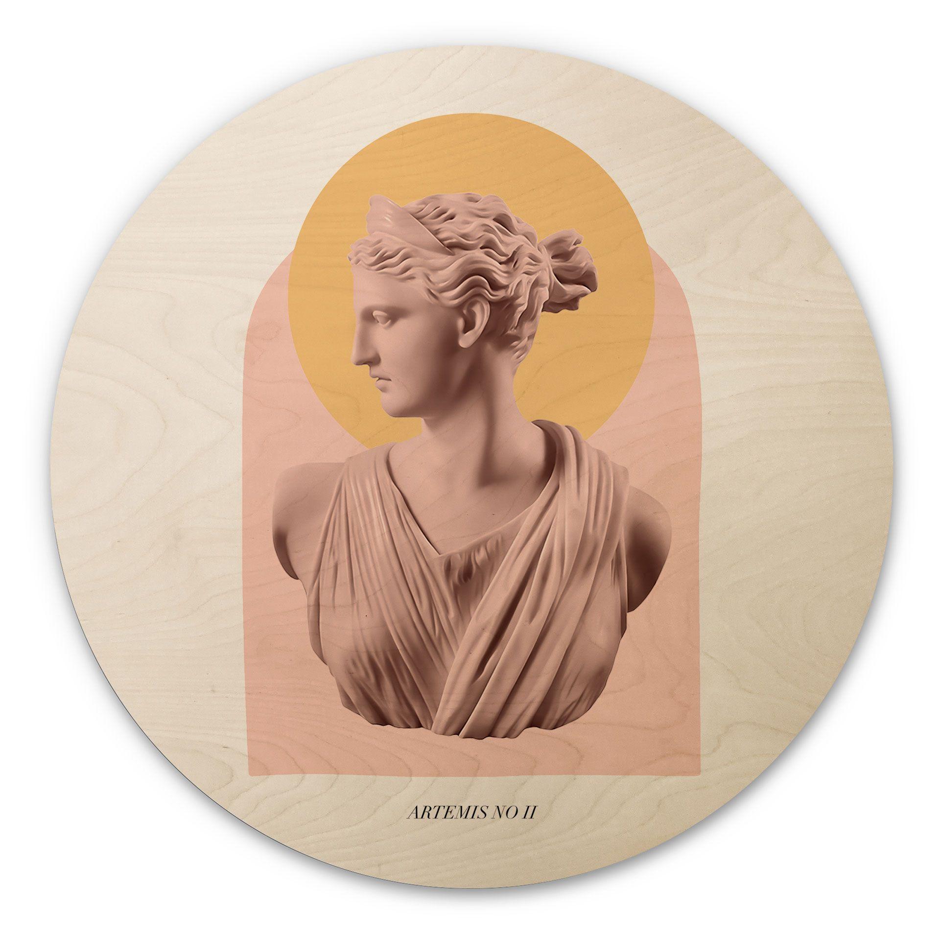 Cuadro de madera de la diosa Artemisa - Grace Digital Art - Redondo