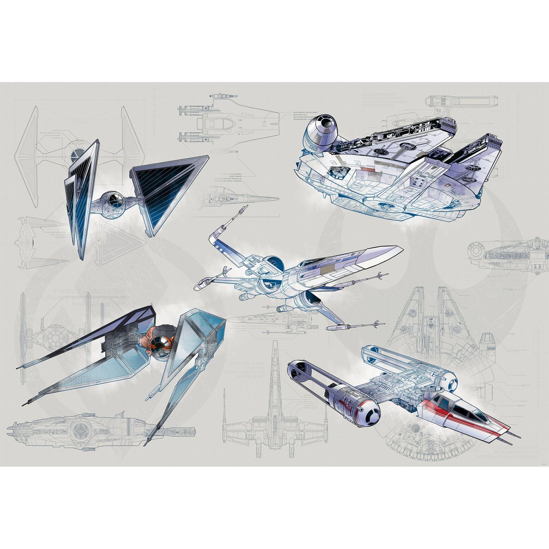 Vlies Fototapete - Star Wars Blueprint Light - 400 x 280 cm