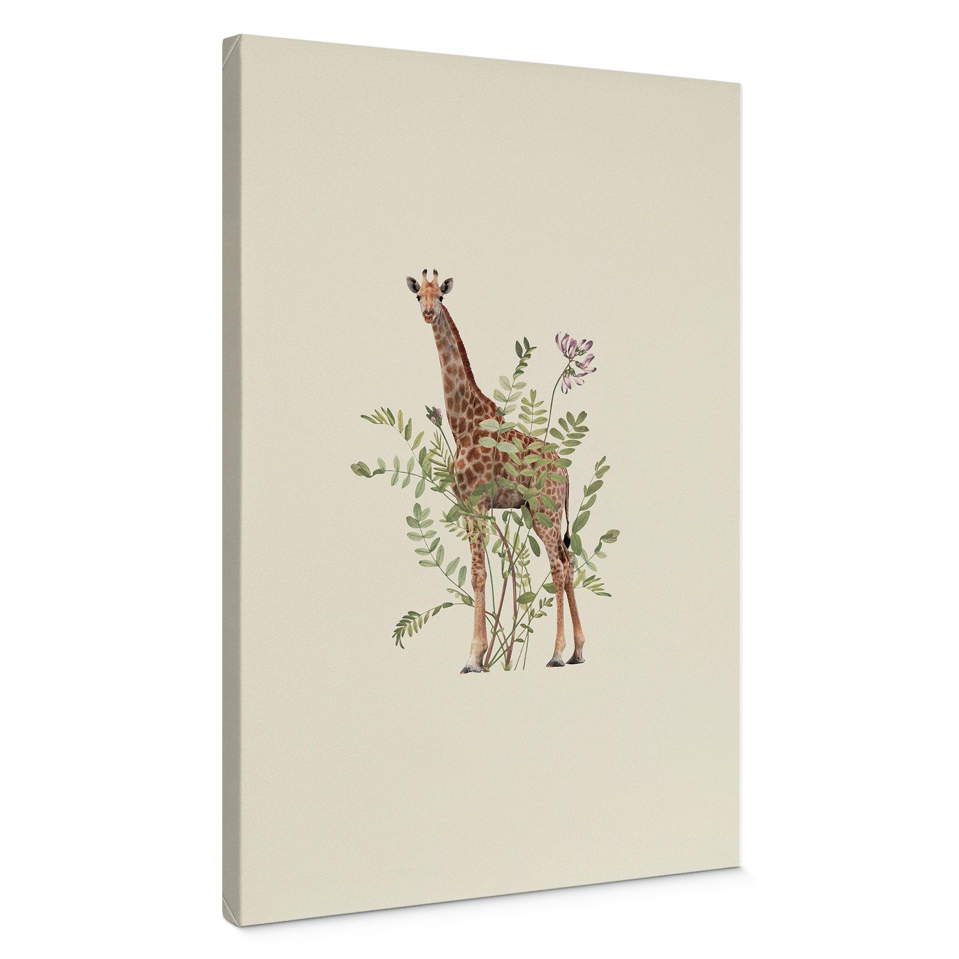 Lærredsprint - Blomstret giraf - Frida Floral Studio
