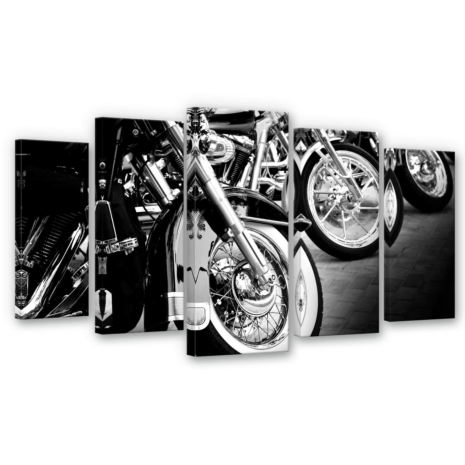 Motorcykelhjul (5 dele) - Lærredsprint