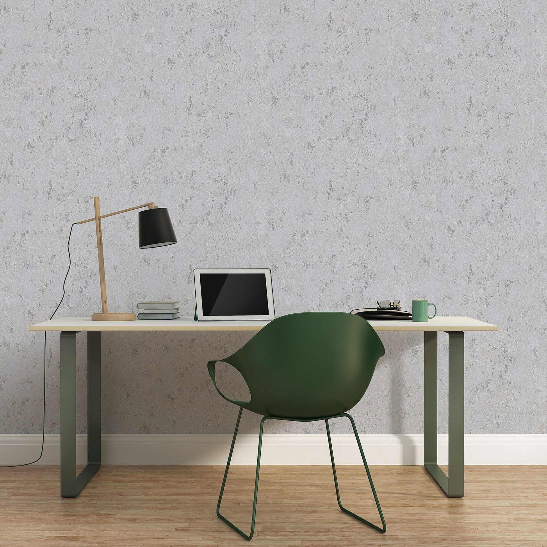 Papel pintado texturado gris plata - papel pintado tejido-no tejido efecto metalizado 