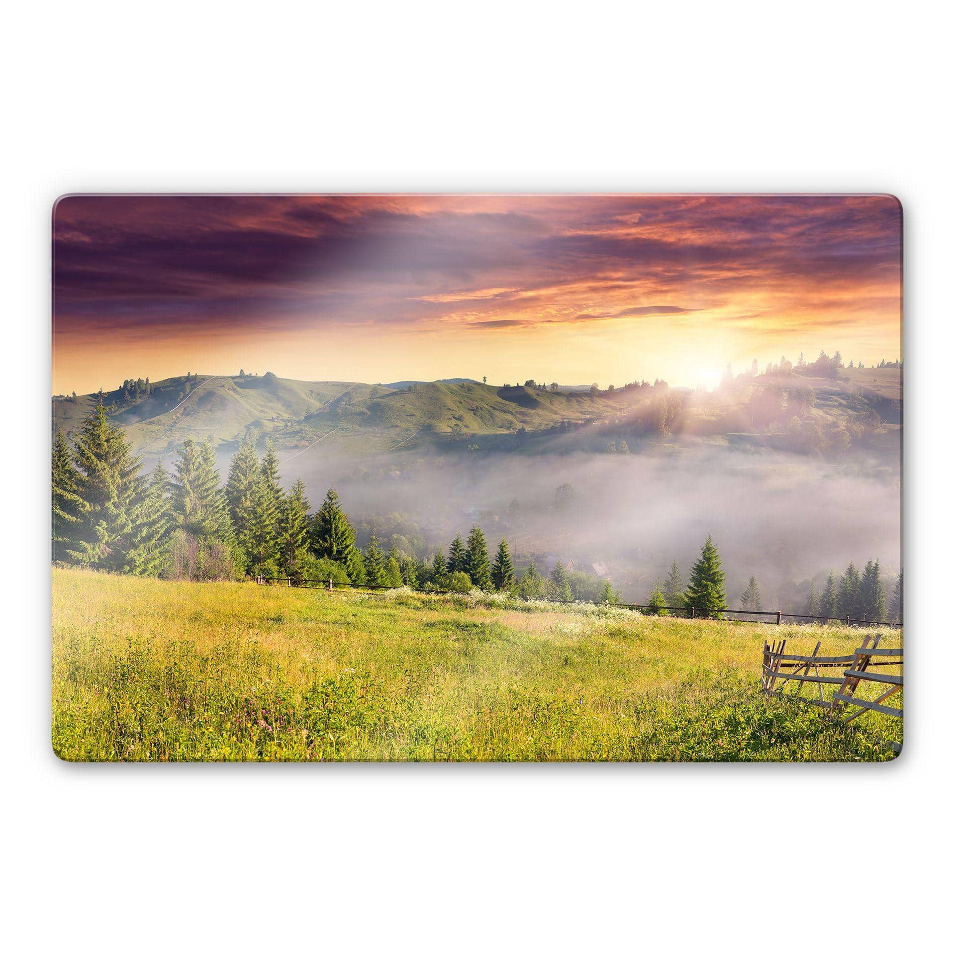 Tableau en verre - Vallée dans le brouillard
