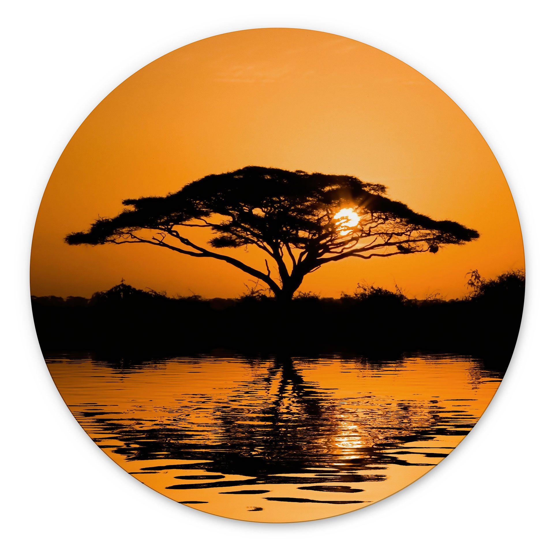 Tableaux Afrique | Paysage romantique pour le salon - Alu-Dibond Rond