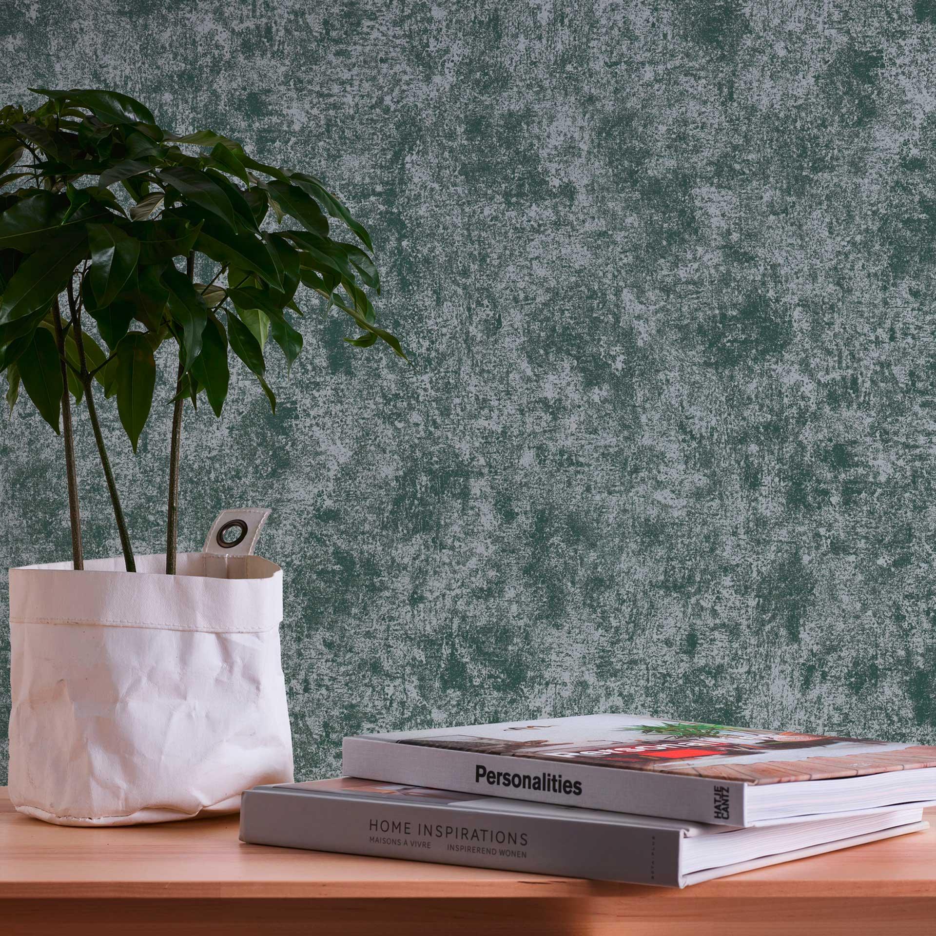 Papel pintado Unity verde plata - papel pintado tejido-no tejido metalizado monocolor - papel pintado texturado autoadhesivo